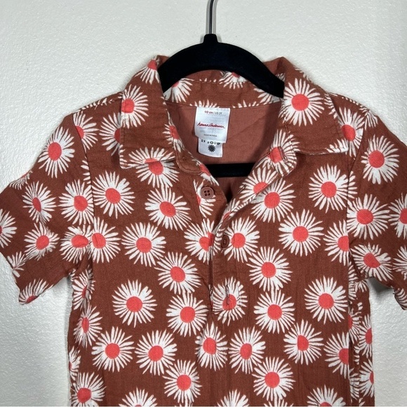 Hanna Andersson Girls Cotton Rust Floral Romper One Piece Size 3T - Picture 2 of 9